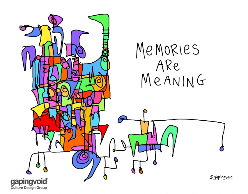 Memories Are Meaning - gapingvoid art